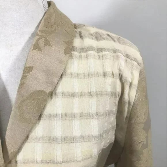 Vintage Brocade Blazer Jacket Cream Women M - Picture 5 of 12